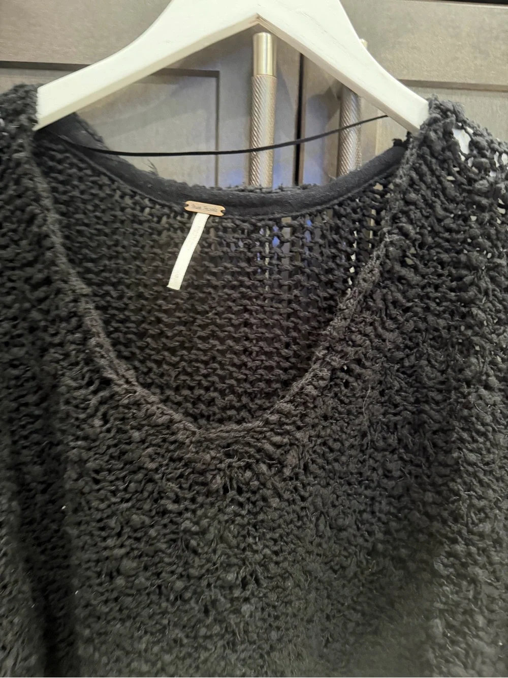 Free people Relaxed Open-Knit Black Women's Sweater